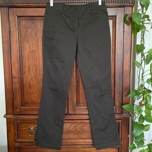 Theory Cotton Stretch Kachile Pants button fly stepped hem dark military green 8